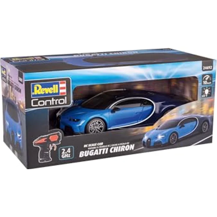 Revell Control Bugatti Chiron RC Scale Car 1:24 2.4 GHz LED-Frontbeleuchtung 10 km/h 198 mm Blau – Bild 1