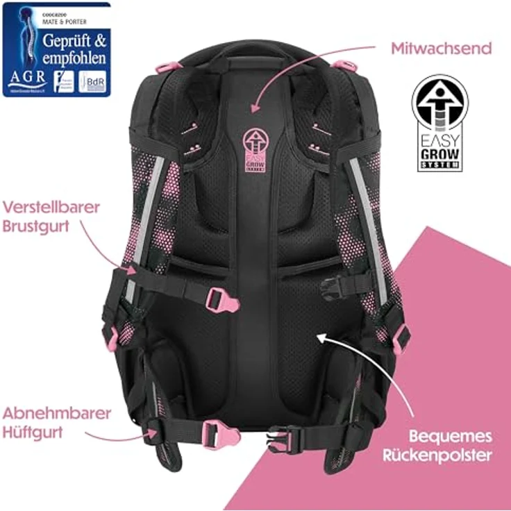 coocazoo Schulrucksack Mate, 100% PFC-frei und bluesign-zertifiziert, in Schwarz – Bild 6