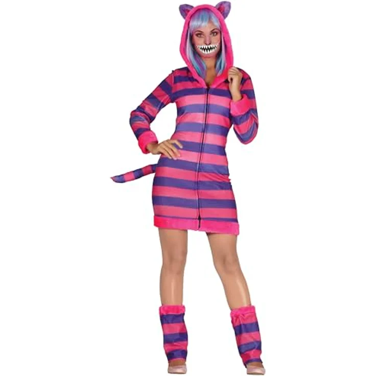 Fiestas Guirca Grinsekatze Kleid für Damen, lila, One Size Kostüm – Bild 1