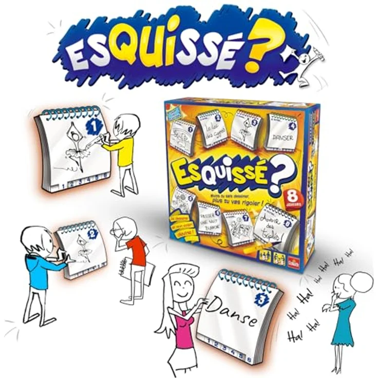 Goliath Esquissé, Französische Version, Gesellschaftsspiel ab 8 Jahren mit 100 doppelseitigen Karten und 8 Notizbüchern zum Zeichnen, 4-8 Spieler – Bild 4