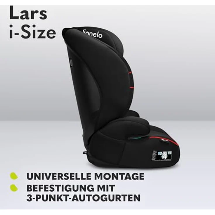 lionelo Autokindersitz LARS I-SIZE, i-Size / 12-36kg / 100-150 cm / Memory Foam, grau – Bild 4