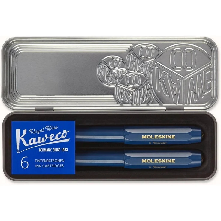 MOLESKINE Füllfederhalter Moleskine X Kaweco Stifte-Set, Füller mitt. Feder & Kugelschreiber, vergoldete Feder, nachfüllbarer Kugelschreiber, blau – Bild 1