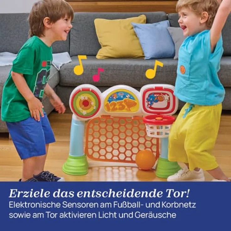 Chicco GOAL LEAGUE 2023, 3in1 Multi-Sport-Aktivitätsspiel mit Lichtern und Geräuschen, italienisches Design – Bild 6