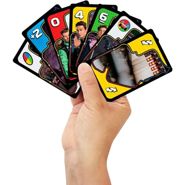UNO Formula 1, Kartenspiel mit F1-Sonderregel „Überholen“, für Fans ab 7 Jahren – Bild 2