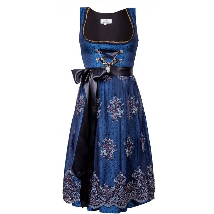 Edelnice Dirndl Josepha, Dirndlkleid in Midi Länge mit Perlen und Pailetten, bordeaux – Bild 1