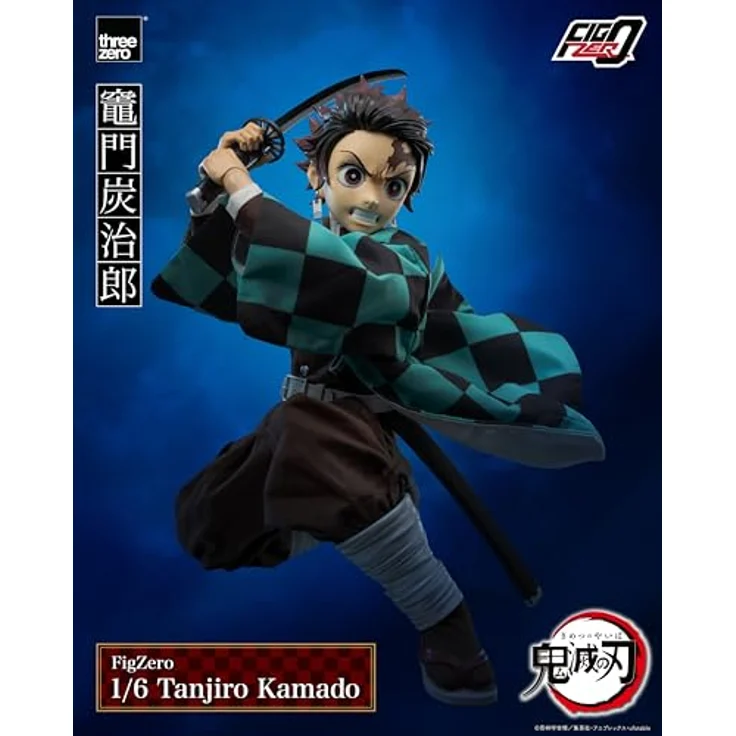 ThreeZero Demon Slayer: Kimetsu no Yaiba FigZero Actionfigur 1/6 Tanjiro Kamado, detailreiche Nachbildung aus PVC, ABS und Metall, 27 cmhöhe, inklusive Zubehör – Bild 3