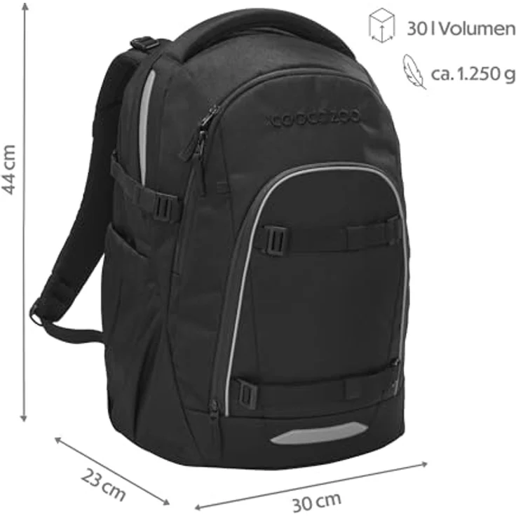 Coocazoo Mate Schulrucksack „Black Coal”, ergonomischer und anpassbarer Tornister, höhenverstellbar mit Brustgurt & Hüftgurt, 30 Liter, ab der 3. Klasse – Bild 2