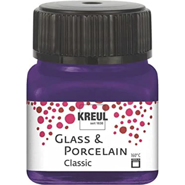 Kreul KREUL 16212 Glass & Porcelain Classic violett, 20 ml, brillante schnelltrocknende Malfarbe auf Wasserbasis für hitzebeständige Materialien – Bild 1