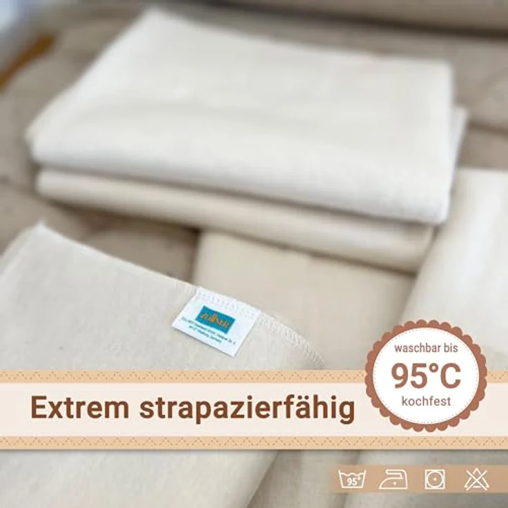 ZOLLNER 8er Set Moltontücher in 80x80 cm aus Baumwolle - saugstarke Wickelunterlage - weich und wärmend - waschbar bis 95°C - naturweiß - Oeko Tex® Zertifiziert – Bild 5