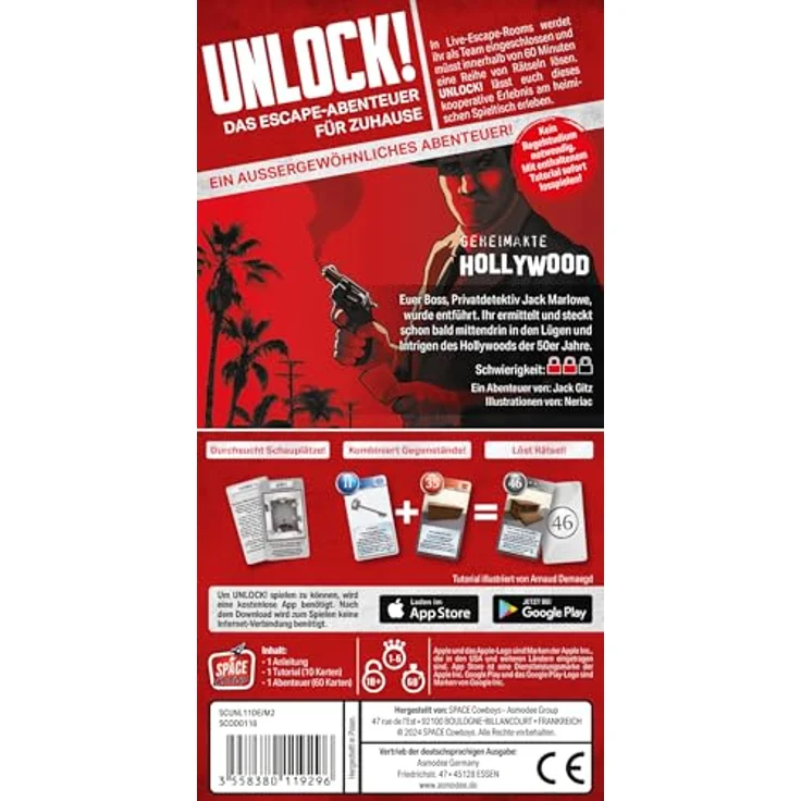 Space Cowboys Unlock! – Geheimakte Hollywood, Brettspiel, 1-6 Spieler, Ab 10+ Jahren, 60 Minuten, Deutsch – Bild 4