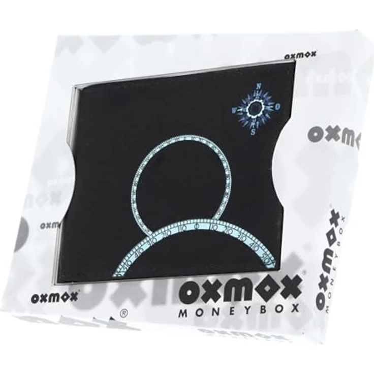 oxmox New Cryptan Geldbörse, RFID Schutz, 12 cm, windrose print cyan black, 100% Cryptan – Bild 8
