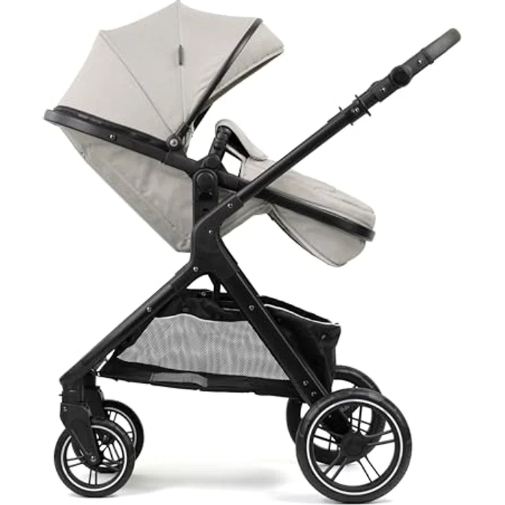 Pixini Nelio Kinderwagen Set 3in1 (taupe), individuell einstellbar mit Kunstlederbezug und großen Hinterrädern – Bild 4