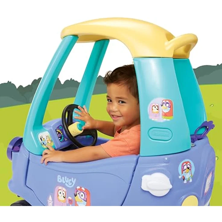 Little Tikes Bluey Grannies Car Coupe, Aufsitzauto mit 9 Soundclips, 2 Zubehörteilen und herausnehmbarer Bodenplatte für Jungen und Mädchen von 1-5 Jahren, blau – Bild 3