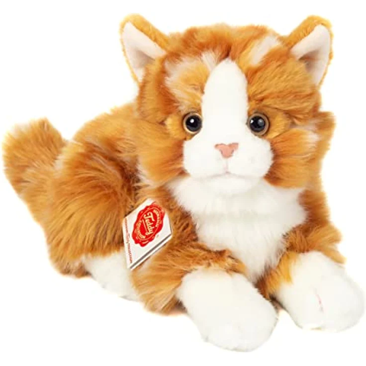 Teddy Hermann Katze liegend, rot getigert, 20 cm – Bild 2