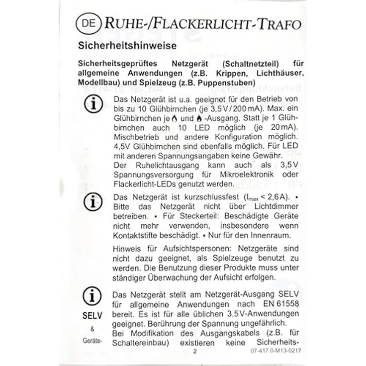Kahlert Licht 60976 Ruhe-/Flackerlichttrafo für Puppenstuben und Weihnachtskrippen, schwarz – Bild 3