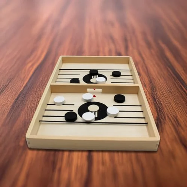 Mad Monkey Tischfussball Slingpuckspiel, hochwertiges Tisch Hockey Brettspiel für Zuhause & Büro, Schwarz/Weiß – Bild 3