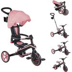 Globber Explorer Trike Foldable 4in1 Rosa - Kinderfahrzeug mit höhenverstellbarem TPR-Sitz, UV-Sonnenschutzdach und Sicherheitsgurt