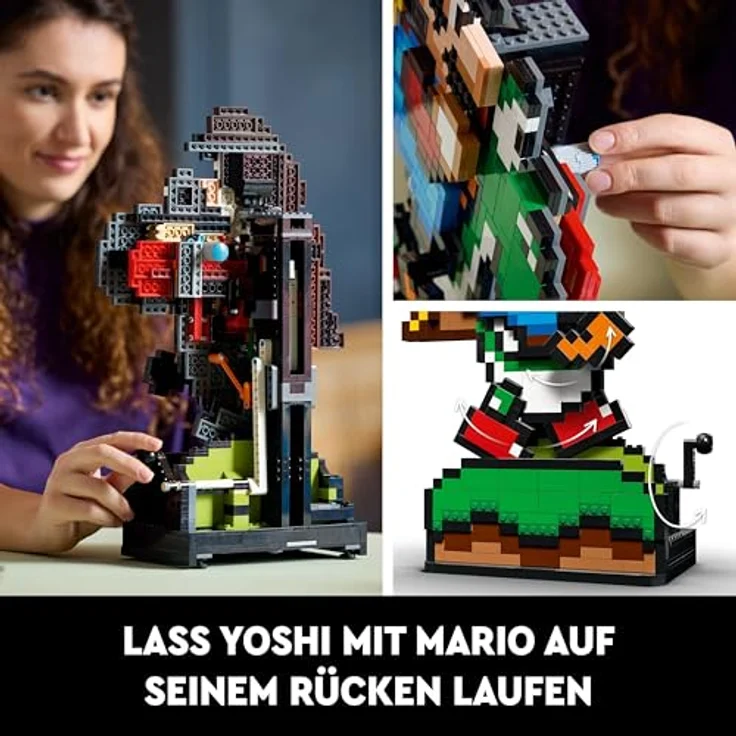 LEGO Super Mario World: Mario & Yoshi Nintendo Set zum Sammeln, pixelige Figuren, Modell zum Bauen und Ausstellen, Wohn-Deko und Sammlerstück, Modellbausatz und Geschenk für Erwachsene Fans 71438, nostalgisches Nintendo Side-Scroller Modell aus LEGO Steinen – Bild 4