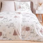 Kinderbettwäsche 135x200 80x80 REH, Fuchs, Eule und Waldtiere - hochwertig & hautfreundlich - Bettwäsche für Mädchen, Jungen - 100% Baumwolle Herbst (Waldtiere)