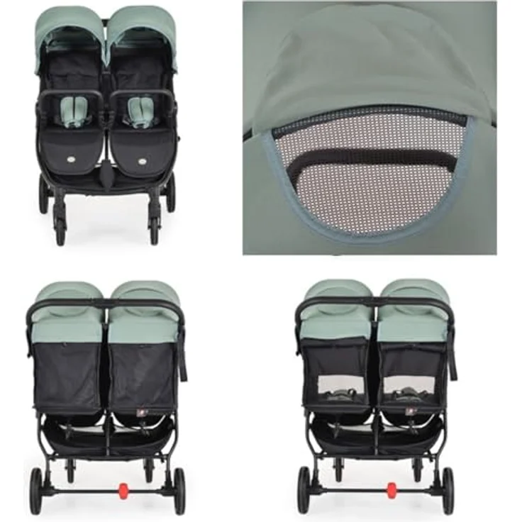 "Cangaroo Geschwisterwagen Zwillingskinderwagen 2Gether, Aluminiumrahmen, faltbar, in Schwarz" – Bild 4