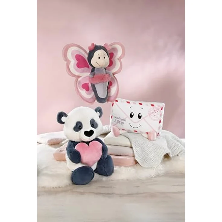 Nici Kuscheltier Love Schmetterling, 21 cm, plüschig in Grau-Rosa, abnehmbare Flügel, Geschenkbox, aus recyceltem Material – Bild 6