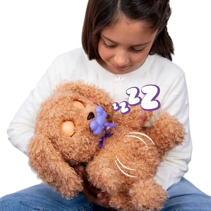 IMC TOYS Baby Paws Interaktiver Labradoodle, Kuscheltier mit flauschigem Lockenfell, inkl. Schnuller, Fläschchen und Tragebeutel, ab 18 Monaten geeignet – Bild 5