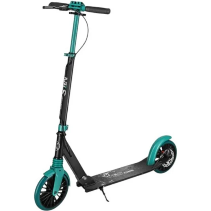 Nils Cityroller Extreme HM181T, faltbarer Scooter mit ABEC 9 Kugellagern und Bremse, schwarz/tealgrün