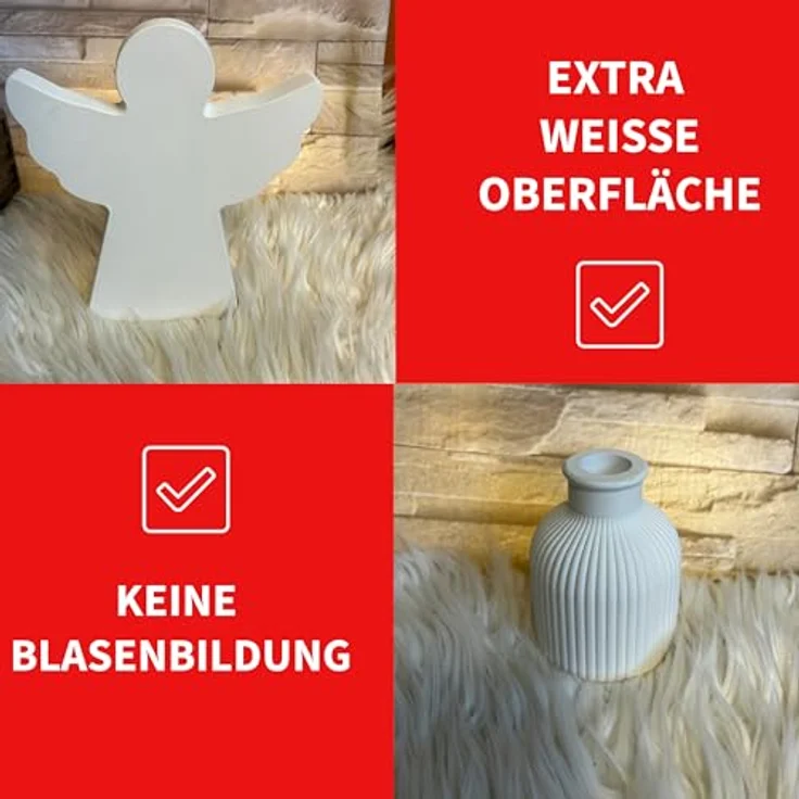 HobbyFun Gießmasse KERAflott, 2 x 5 kg, weiß, bruchfest, bemalbar, keramik- und porzellanähnliche Oberfläche – Bild 5