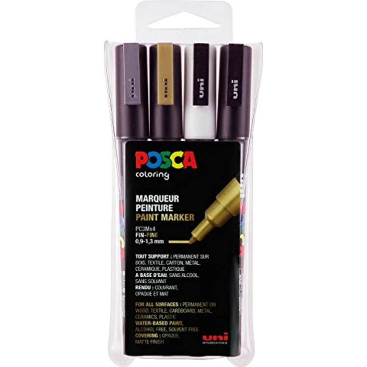 uni-ball 186504 - POSCA Marker mit feiner Rundspitze, 4er Set – Bild 1