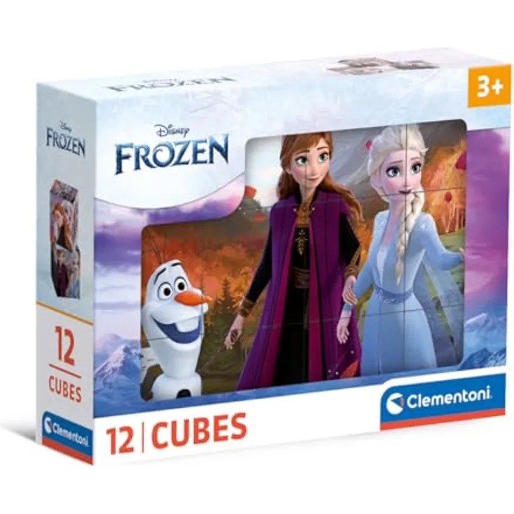 Clementoni Disney Frozen 12 Würfel Puzzle Kinder - Geschicklichkeitsspiel für Kinder ab 3 Jahren - Sensorik- & Motorikspielzeug 41192