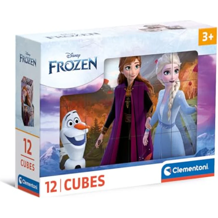 Clementoni Disney Frozen 12 Würfel Puzzle Kinder - Geschicklichkeitsspiel für Kinder ab 3 Jahren - Sensorik- & Motorikspielzeug 41192 – Bild 1