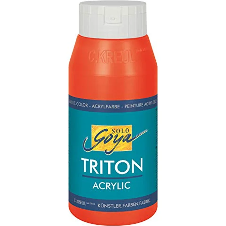 KREUL Solo Goya Triton Acrylfarbe echtrot, 750 ml Flasche, wasserbasiert, schnell matt trocknend, vielseitig einsetzbar, gut deckend, studioqualität – Bild 1