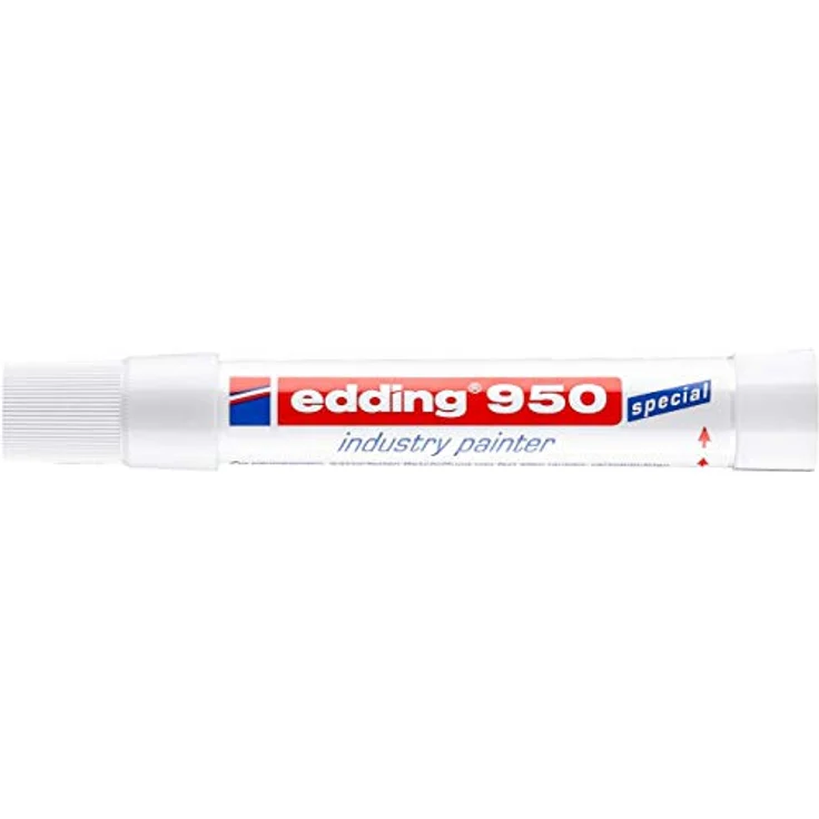 edding 950 Industrie Pastenmarker - weiß - 1 Stift - Rundspitze 10 mm - Marker zum Beschriften von Metall, Stein, Holz - raue oder nasse Oberflächen - permanent, wasserfest – Bild 3