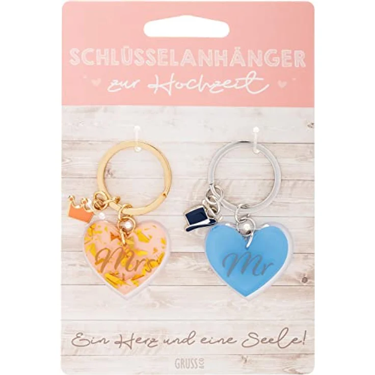 GRUSS & CO Partner-Schlüsselanhänger Mr und Mrs: Geschenkset bestehend aus zwei Schlüsselanhängern – Bild 4