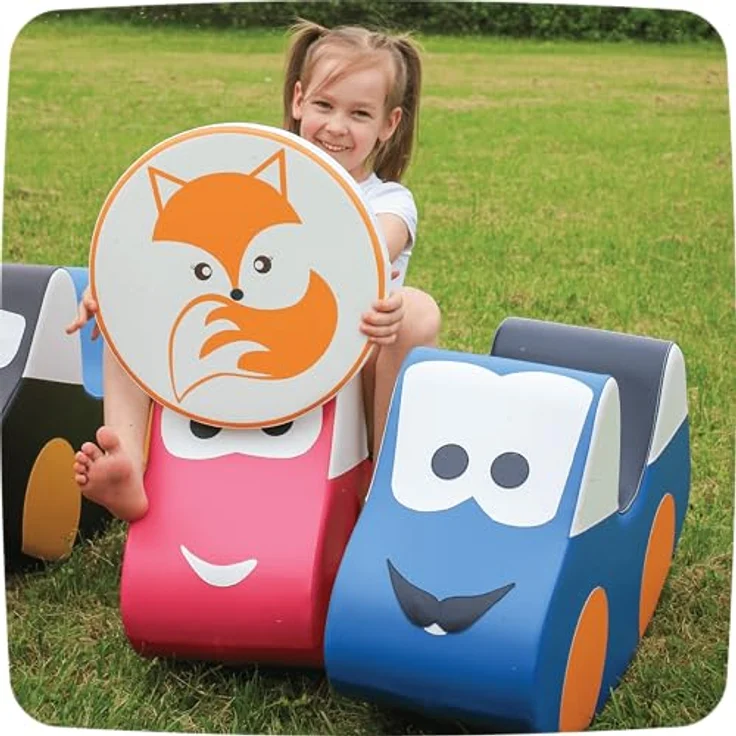 IGLU SOFT PLAY Schaukelpferd, Kinder Schaukeltier aus PE-Schaum mit veganem Lederbezug, blau, fördert motorische Fähigkeiten und Gleichgewichtssinn – Bild 3