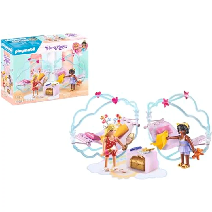 PLAYMOBIL Himmlische Pyjamaparty 71362, Spielset mit Regenbogenprinzessinnen und Wolkenschaukelbetten – Bild 1