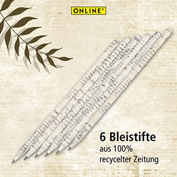Online Bleistifte aus recyceltem Zeitungspapier I Vorteilspack 6x umweltfreundliche Bleistifte Set HB I für Kinder, Schule, Künstler, 1 Stück (1er Pack) – Bild 2