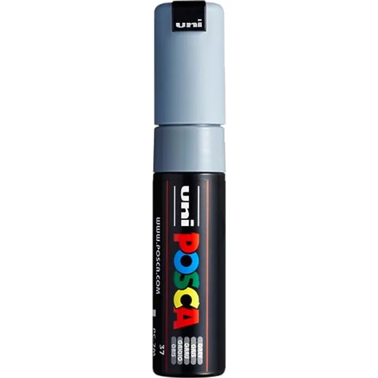 uni-ball POSCA PC-7M, Acryl-Farbmarker mit 4.5-5.5mm Linienbreite, grau, für fast alle Oberflächen