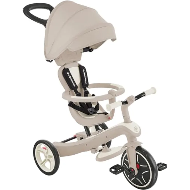 Globber Explorer Trike 4in1 ECO, flexibles 4-in-1 Kinderfahrzeug mit höhenverstellbarem Sicherheitssitz und UV-Sonnenschutzverdeck