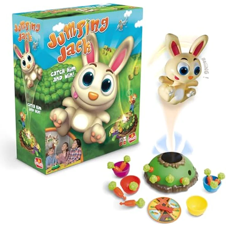 Goliath Jumping Jack, Brettspiel mit lustigem Kaninchen, für 2 bis 5 Spieler, ab 4 Jahren, mit deutschem Handbuch – Bild 1