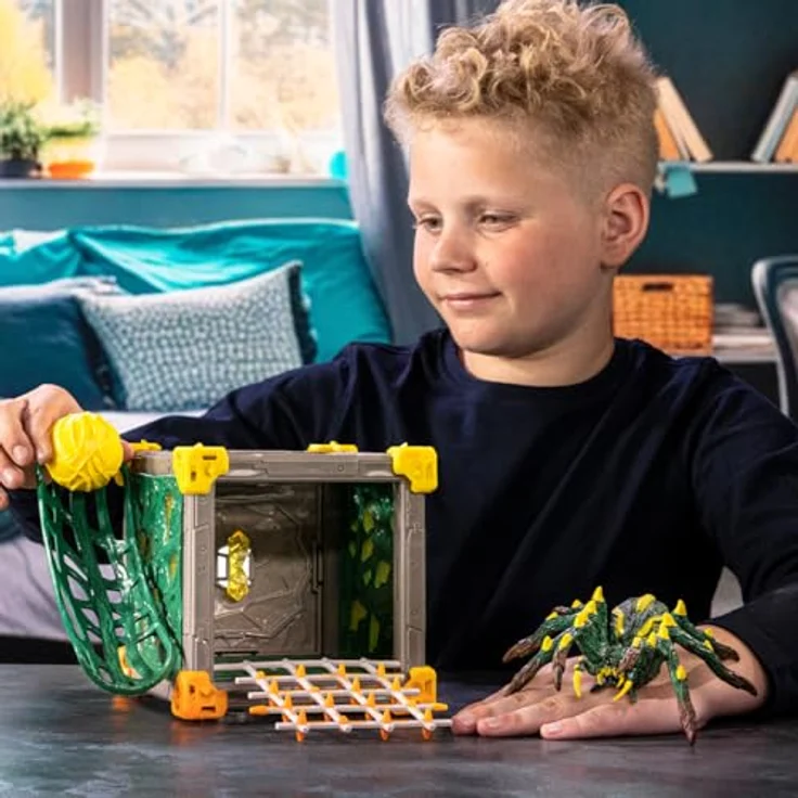 Schleich BattleCave Dschungeltarantel, Schleich Eldrador Creature mit gelb-grüner Färbung, kombinierbar mit anderen BattleCaves, 15 cm Kantenlänge – Bild 2