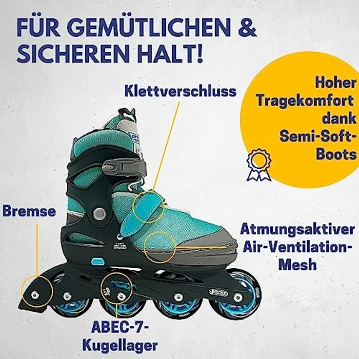 Best Sporting Inliner für Kinder 5-Fach größenverstellbar in blau I Inline Skates Kinder I robuste und hochwertige Kinder Inliner mit Bremse I Inliner Kinder mit 4 Rollen I Inliner Damen – Bild 3