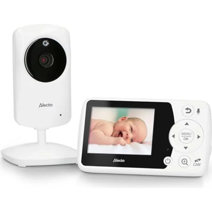 Alecto DVM64 Babyphone mit Kamera, 2,4 Zoll Farbdisplay, Nachtsicht, Zwei-Wege-Kommunikation, VOX-Funktion, Temperaturanzeige, 8 Schlaflieder – Bild 1