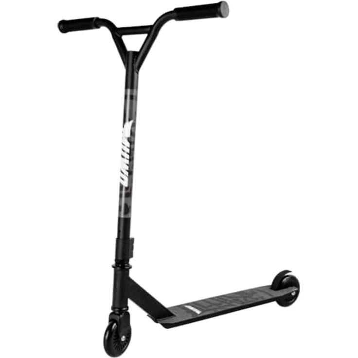 MUWO Halfpipe Stunt Scooter - Robuster Tretroller für Action und Tricks mit Rutschfester Trittfläche, Flexibler Rückradbremse und 360° Lenkung (Schwarz) – Bild 1