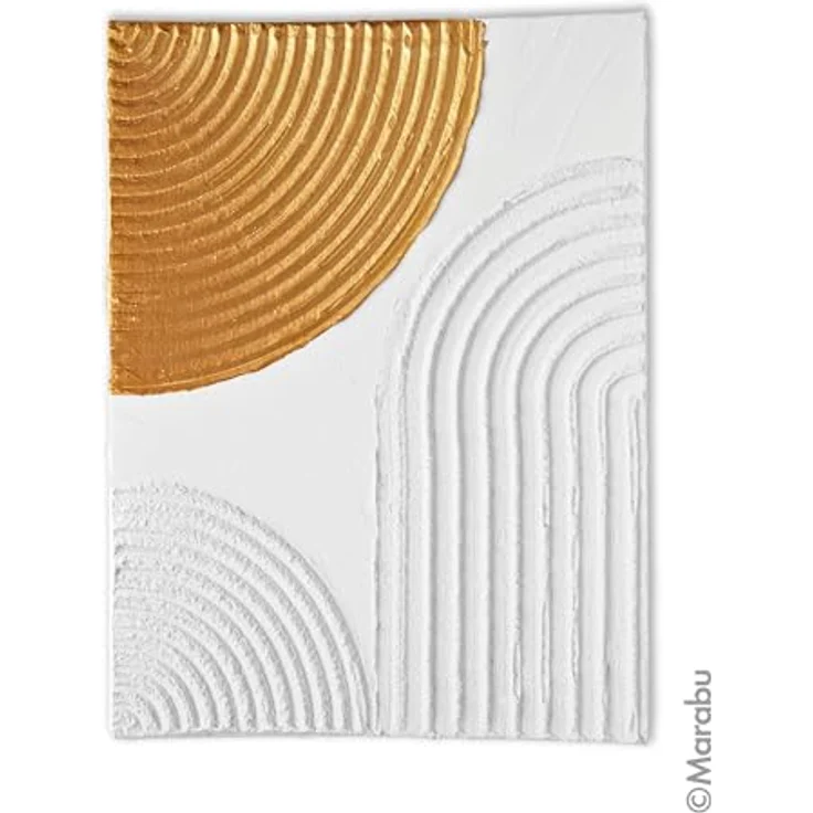 Marabu Acrylpasten Set STRUCTURED ART, 3x 100 ml Strukturpaste (Weiß cremig, Gold cremig, Feinsand) inkl. Spachtel und Malkarton für Mixed Media und Art Journaling – Bild 2