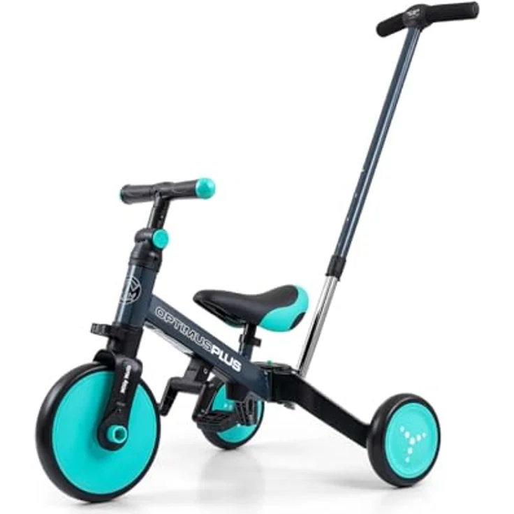 Milly Mally 4-in-1-Dreirad Optimus Plus Blue Mint mit Elterngriff und verstellbarem Lenker – Bild 2