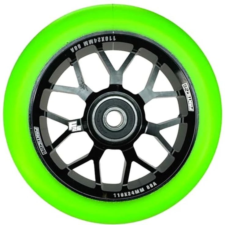 Fantic26 Spy7 Stunt-Scooter Rolle 110mm Abec11 Schwarz/PU Grün, Stunt-Scooter Rolle aus Aluminium 6061, CNC gefräst, ABEC-11 Kugellager – Bild 7