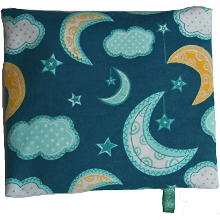 Feine Lebensart Körnerkissen Wärmekissen 20x16 cm mit Kissenhülle aus Traubenkernen, Mond blau, waschbar bis 30°C – Bild 1