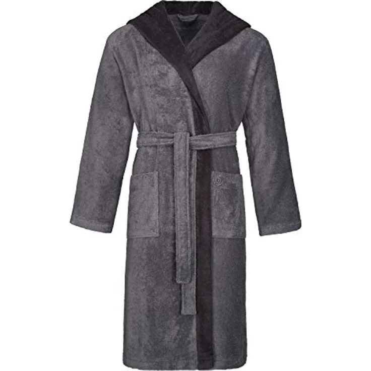 Bugatti Kapuzen-Bademantel Stefano, Herren, 100% SUPERSOFT-Baumwolle, graphit, sportlicher Schnitt – Bild 1