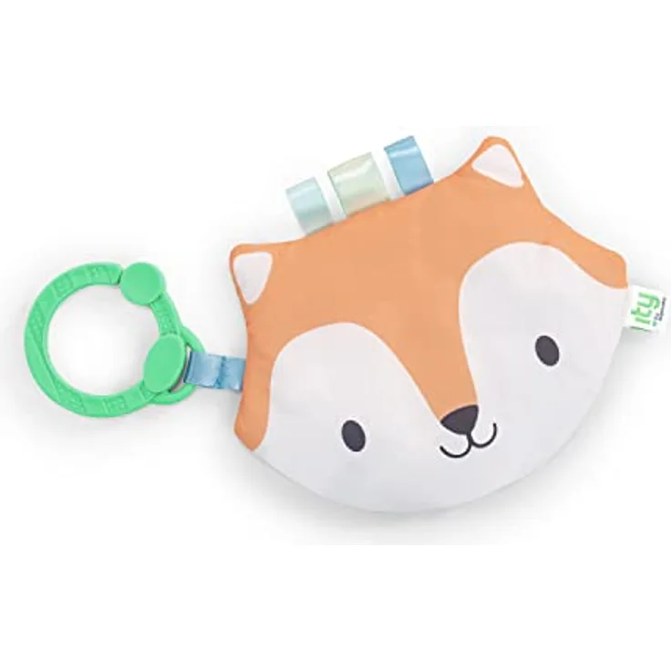 ity by Ingenuity Knitterspielzeug, Fuchs-Knitterspielzeug für Babys ab dem Neugeborenenalter, Satinband-Anhänger, C-Link-Befestigung, Unisex - Kitt